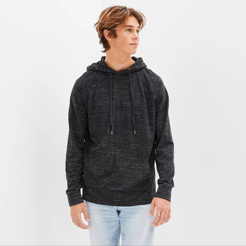 AE Super Soft Heather Hoodie TShirt. Navy. Size M.